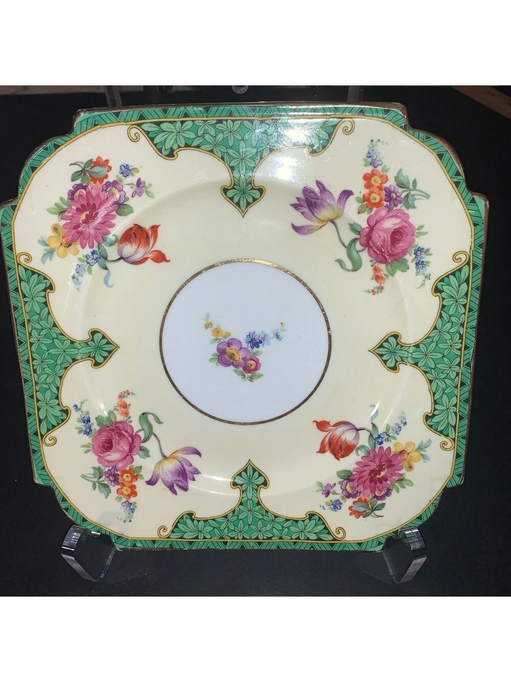 Aynsley Plate Yellow/Green Floral Pattern